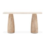 60 Oval White Marble Top with Whitewash Modern Base Console Table