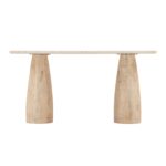 60 Oval White Marble Top with Whitewash Modern Base Console Table