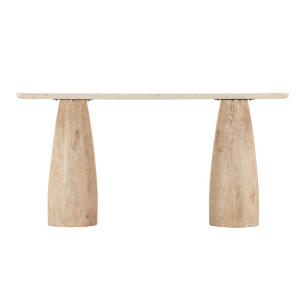 60 Oval White Marble Top with Whitewash Modern Base Console Table