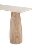 60 Oval White Marble Top with Whitewash Modern Base Console Table