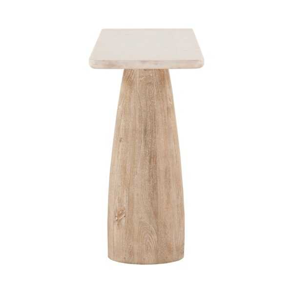 60 Oval White Marble Top with Whitewash Modern Base Console Table